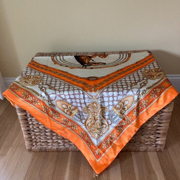 Italian Equestrian Scarf / Shawl Luxury orange - Picture 4 of 5